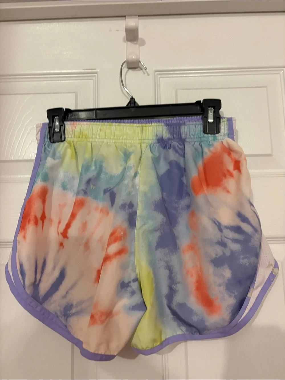 Nike Women's Tie-Dye Running Shorts in Pastel Yellow & Purple Size M
